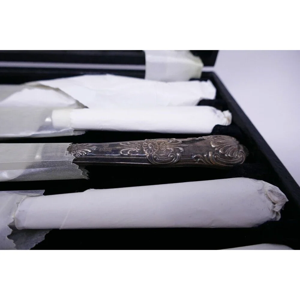 Harrison Brothers Sheffield Silver Handled Queens Pattern Butter Tea Knives